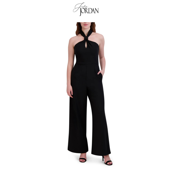 New from Nordstrom by Julia Jordan Black Knot Neck Wide Leg Jumpsuit size 6 NWT - Picture 1 of 9